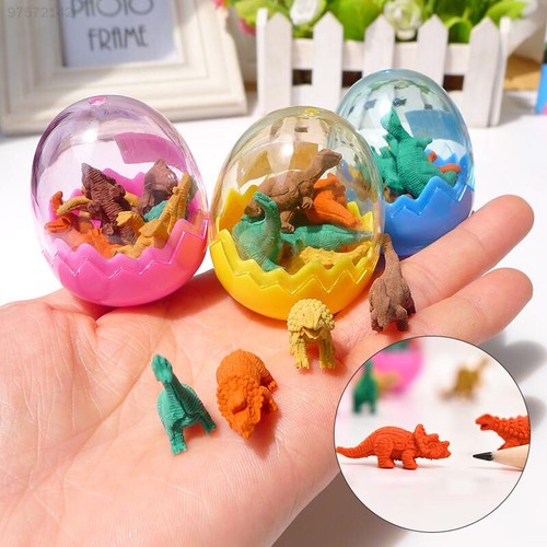 DD08 Cute Dinosaur Egg Eraser Pencil Drawing Writing Cleaner School Supplies
