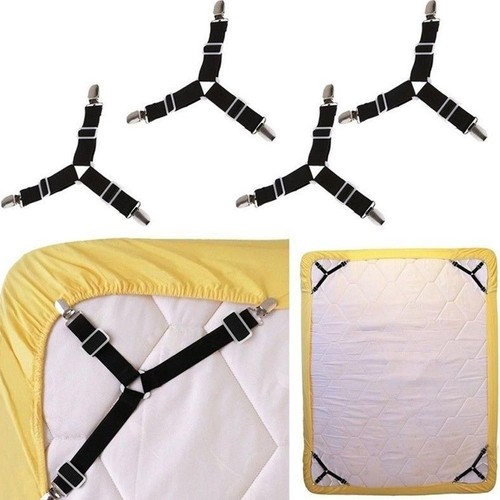 4PCS Triangle Bed Mattress Sheet Clips Grippers Straps Suspender Fastener Holder