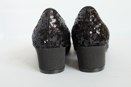 M/&S Court Shoes Black Sequinned with Insolia