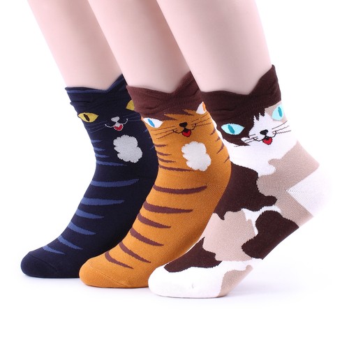 Cats Crew Socks Women Girls Animal Cat Kitten Kitty Cute Fashion 4 Pairs