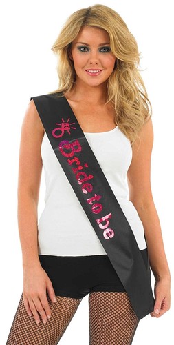 Bride To Be Sash Black With Pink For Fancy Dress