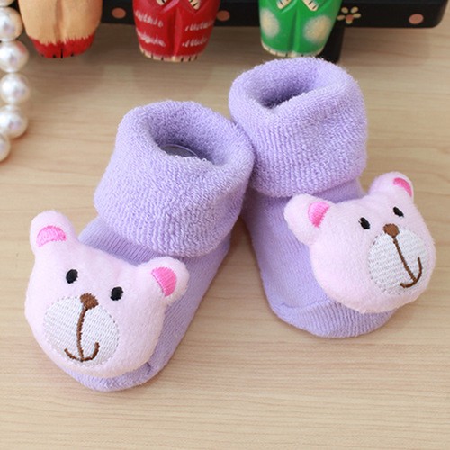 Cartoon Newborn Kid Baby Girl Boy Anti-Slip Cotton Warm Socks Slipper Shoes D