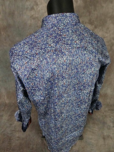 Mens Barabas Premiere Classic Fit Shirt Cobalt Blue Pebble Pond Button Front