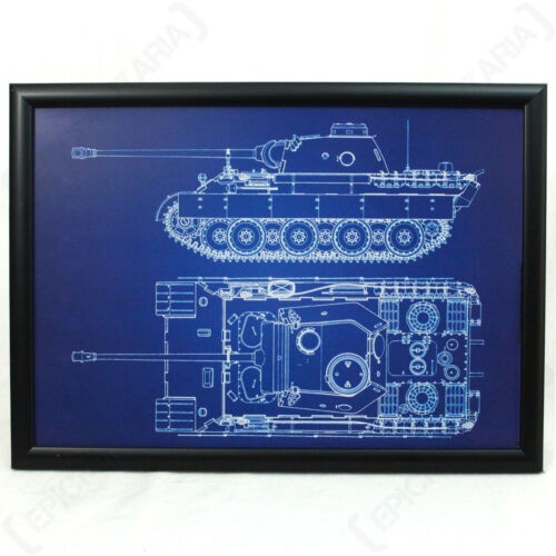 Print Picture WW2 Military Army Framed A4 German Panther Tank Framed Blueprint