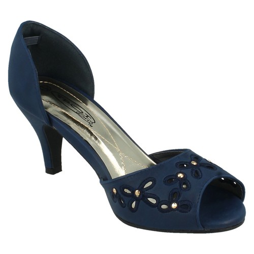 Femmes Spot on Bleu Marine Bout Ouvert Sandales étiquette F1R0139