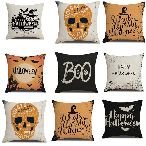 Halloween Pillow Cases Linen Sofa Pumpkin Ghosts Skull Cushion Cover Home Decor