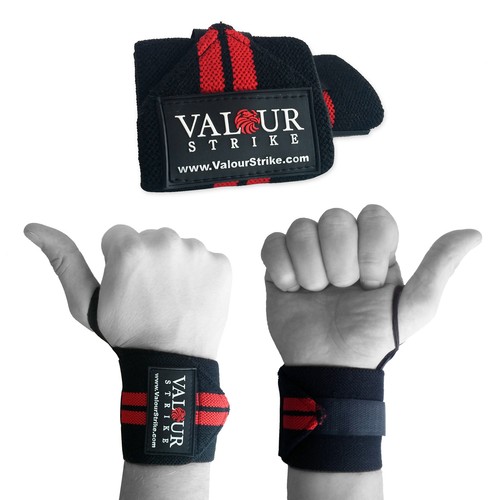 Wrist Weight Lifting Training Gym Straps Support Grip Body Building Power Velcro
