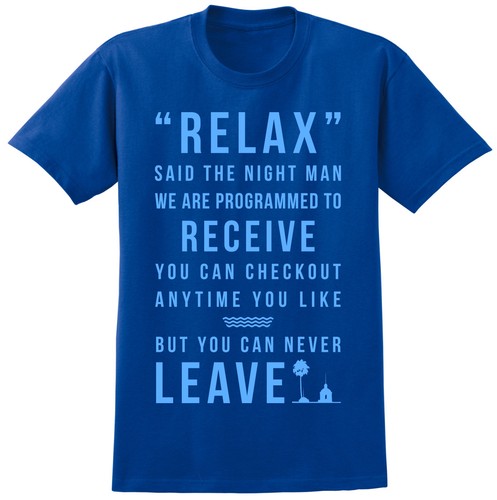 Eagles Hotel California Song Lyrics T-shirt Music Legends Mens or Ladies Tee