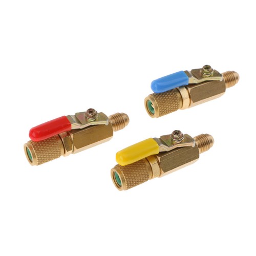 3X R410a R134a Shut Ball Valve For A//C Charging Hoses HVAC 1//4/'/' Refrigerant
