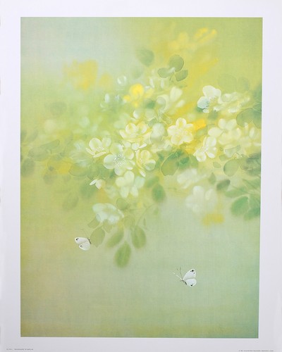 BUTTERFLIES AND FLOWERS Wall Decor 20 x 30 Vintage Lithograph; David Lee Art