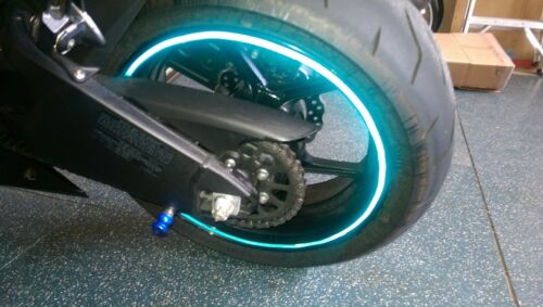 BLUE 3M REFLECTIVE MOTORCYCLE or CAR SUV RIM STRIPES WHEEL DECALS TAPE STICKERS