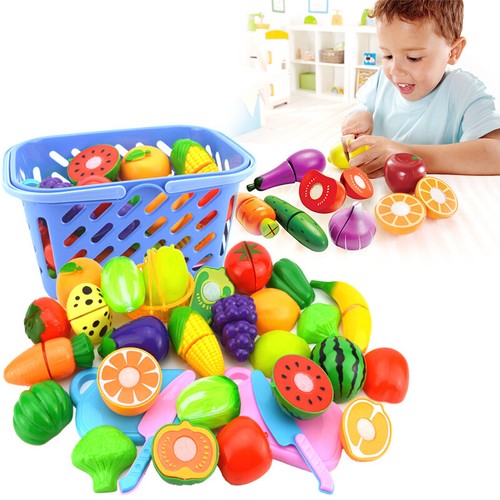 Fruit Vegetable Food Cutting Set Reusable Role Play Pretend Kitchen Kids Toy HOT