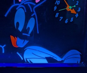 VTG 80s Nuon Klocks Bugs Bunny Blacklight Clock w/ Original Box Working w/ FLAW