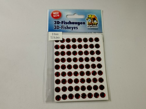 3D Klebeaugen 5mm 154 künstliche Fischaugen Kunstköder Rot-Schwarz 6713207