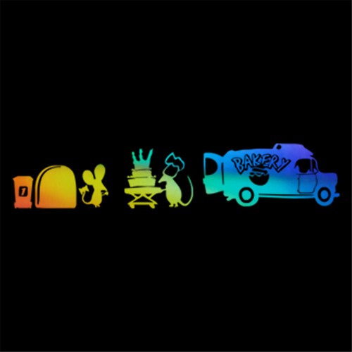 2pcs Mouse Rat Bakery Car Sticker Laptop Wall Window Skate Surf Vinyl Decal