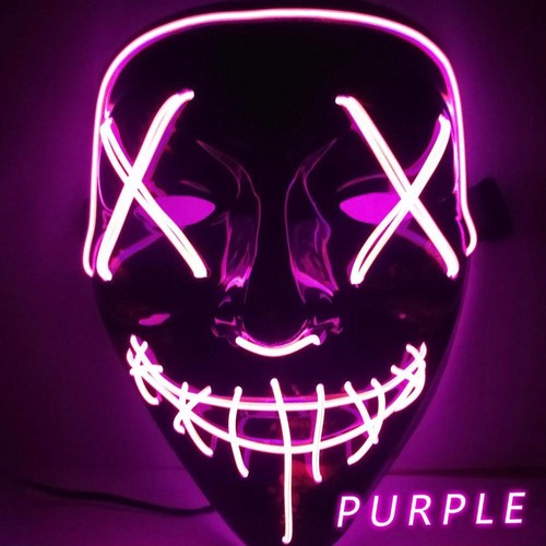 Plastic Halloween Mask LED Light Up Cosplay Costume Supplies Party Glow In Dark