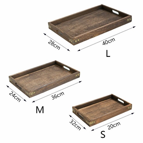 Wooden Retro Serving Tray Vintage Food Server for Tea Dinner Breakfast Coffee