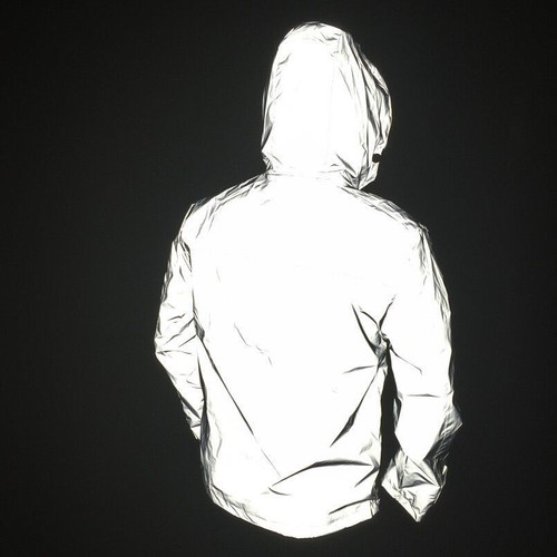 Mens boys 3M Reflective Hooded Biker Jacket Travel Hip Hop Sport Coat Waterproof
