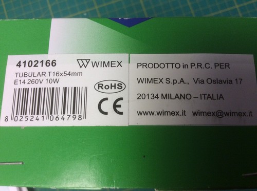 50 PIECES Wimex E14 260V 10W BULBS