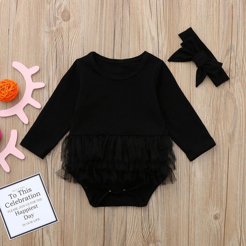 Infant Newborn Baby Girl Tulle Tutu Romper Bodysuit Clothes Headband Outfits Set