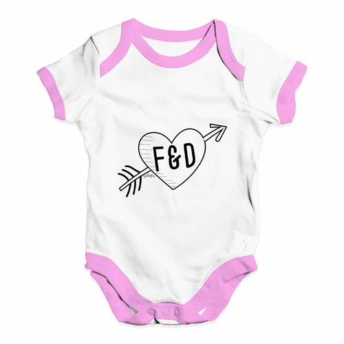 Twisted Envy Personalised Cupid Heart Baby Unisex Funny Baby Grow Bodysuit