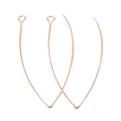 100pc 304 Stainless Steel Curved Earring Hooks Rose Gold Big French Earwire 41mm