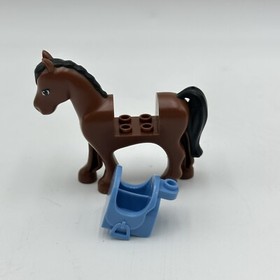 Lego Friends MiniFigure Animal Reddish Brown Pony from set 3185 3189 Blue Saddle