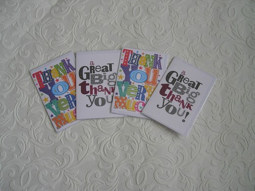 assorted designs blank inside Multi Thank You Cards set of 4