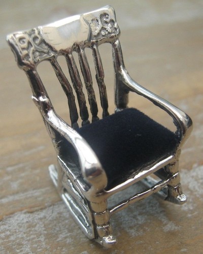 Novelty Antique Style Rocking Chair Solid Silver Pierced Pin Cushion