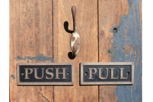 Cast resin PUSH Door Sign /& PULL Door Sign Vertical or Horizontal Small New