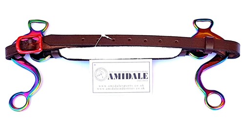 Amidale Regenbogen Hackamore Gebisslose Trense Gepolstert Leder Neu mit Etikett