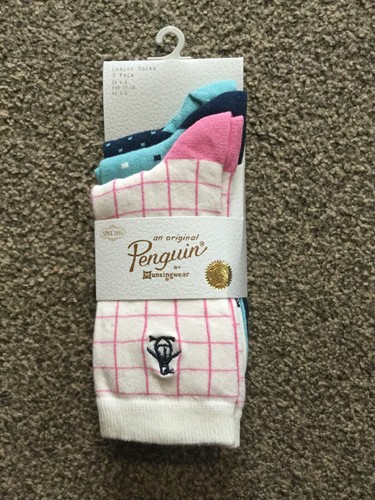 Bnwt Penguin 3 Pack Ladies Ankle Socks Cream// Turquoise// Navy