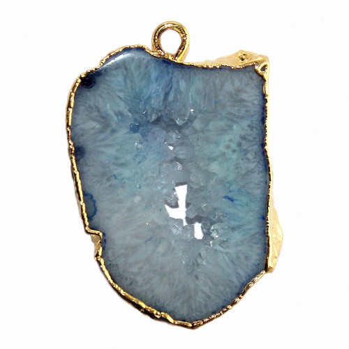 Blue Green Natural Geode Slice Druzy Gold Plated Fashion Designer Connector DIY
