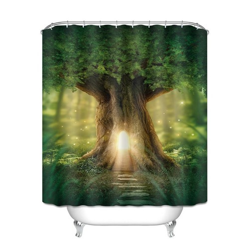 AOACreations Shower Curtain with Hooks for Bathroom Magical Tree Forrest Jungle