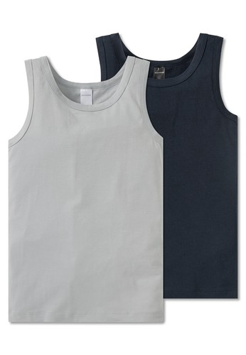 SCHIESSER Jungen Unterhemd 2 Pack Shirt ohne Arm Grau//Graphit Uni Tank Top