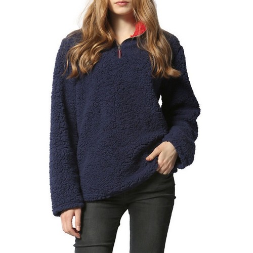 Damen Warme Plüsch Lose Sweatshirt Sport Pullover Jumper Lässige Tops Hoodie LP