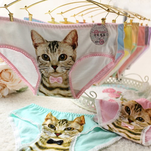Cute cartoon cat cotton underwear Girl briefs ladies