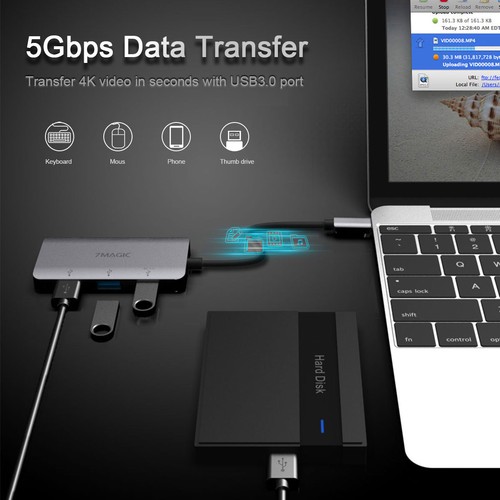 5in1 USB C HUB Type-C to 4K*2K HDMI USB3.0 Ports Adapter for MacBook Dell XPS