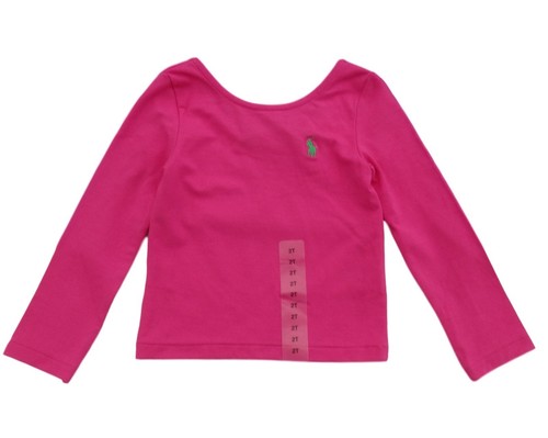 RALPH LAUREN girls slim fit stretchy TOP scoop neck 2Y 5Y blue or white BNWT