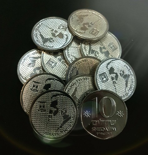 Lot of 20 Coins Special Issue Theodor Herzl 10 Sheqalim Israel RARE sheqel UNC