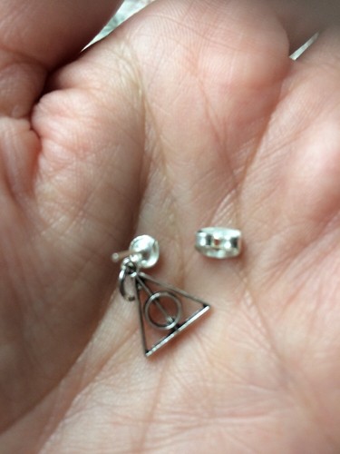 Harry Potter Inspired Sliver Tone Deathly Hollows Ear Rings