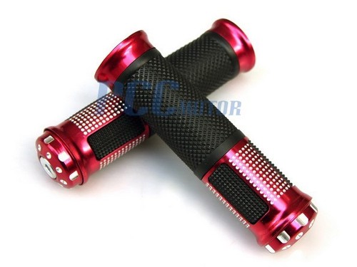 7//8/"ALLOY HANDLEBAR GRIPS YAMAHA SUZUKI HONDSCOOTER MOTORCYCLE BIKE RED M GR12