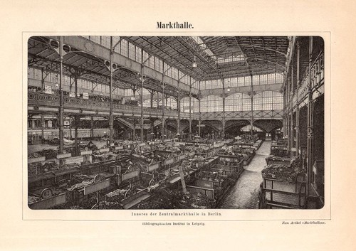 Historische Zentral Markthalle Berlin Architektur Deutsches Reich Stich 1891