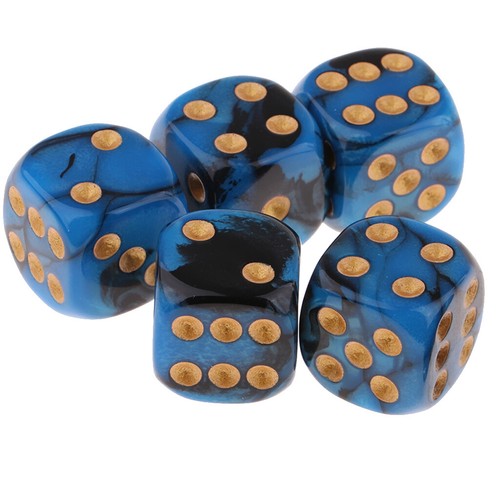 5pcs 16mm Opaque Six Sided Spot Dice Games D6 D/&D RPG Dark blue