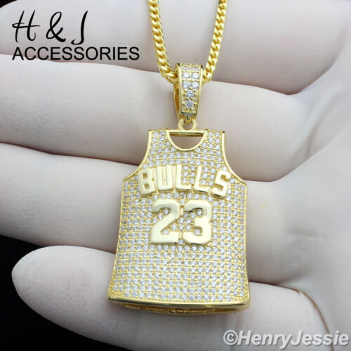 Details about   24"MEN 925 STERLING SILVER 1.5MM GOLD FRANCO BOX CHAIN BULLS#23 JERSEY PENDANT 