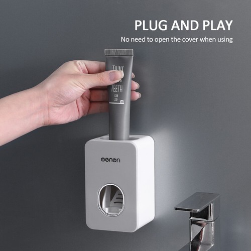 Auto Squeezing Toothpaste Dispenser Toothbrush Holder Home Wall Mount Stand NEW