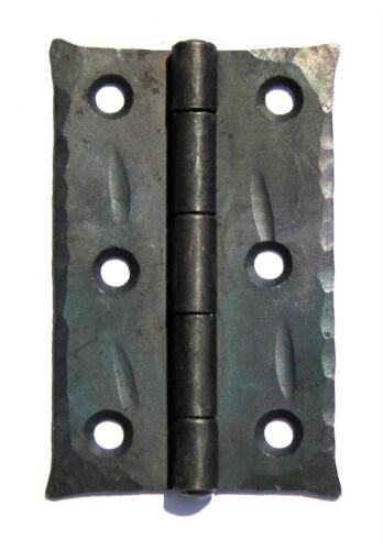 2 Hand Forged 3/" Butt Door Hinges Antique Cabinet Black Wrought Iron Made Wax