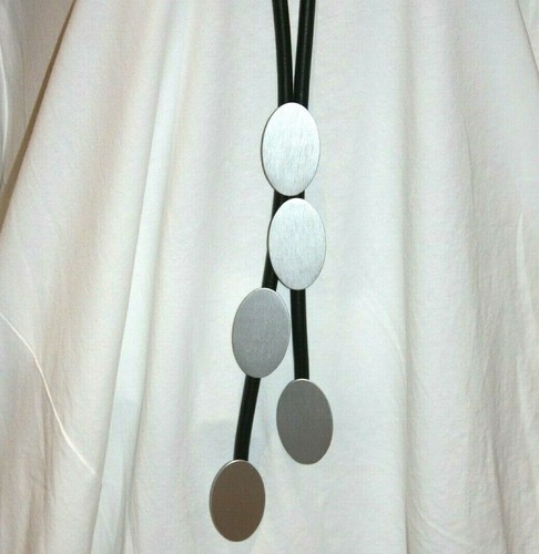 Schwarz Lagenlook 39 Kautschuk Halskette Modeschmuck Kette Collier Silber