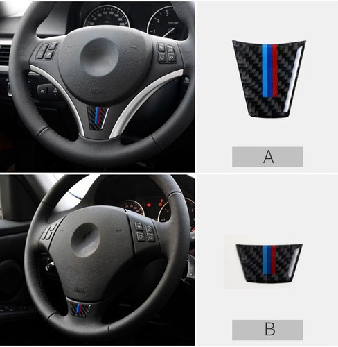 Carbon Fiber Steering Wheel Trim Cover Decal For BMW E90 E92 3 Series 2005-2012