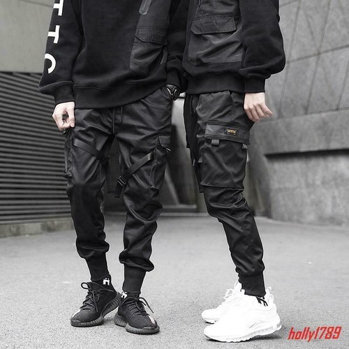 Mens Hip Hop Pocket Cargo Harem Pants Punk Rock Casual Street Jogger Trouser New